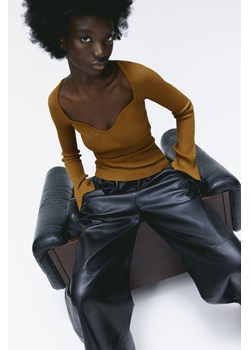 H & M - Sweter o splocie w prążki - Żółty ze sklepu H&M w kategorii Swetry damskie - zdjęcie 169632037