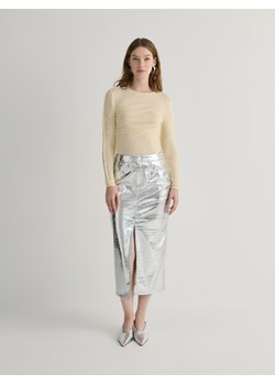 Reserved - Metaliczna spódnica z imitacji skóry - srebrny ze sklepu Reserved w kategorii Spódnice - zdjęcie 169637168