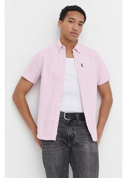 Superdry koszula bawełniana męska kolor różowy regular z kołnierzykiem klasycznym ze sklepu ANSWEAR.com w kategorii Koszule męskie - zdjęcie 169637488