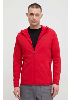 Jack Wolfskin bluza sportowa Baiselberg kolor czerwony z kapturem gładka ze sklepu ANSWEAR.com w kategorii Bluzy męskie - zdjęcie 169638148