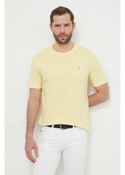 Marc O&apos;Polo t-shirt bawełniany męski kolor żółty gładki ze sklepu ANSWEAR.com w kategorii T-shirty męskie - zdjęcie 169638167