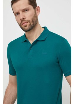 Calvin Klein polo bawełniane kolor zielony gładki ze sklepu ANSWEAR.com w kategorii T-shirty męskie - zdjęcie 169638189