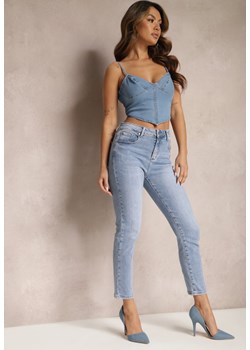 Jasnoniebieskie Klasyczne Jeansy z Prostymi Nogawkami Ililie ze sklepu Renee odzież w kategorii Jeansy damskie - zdjęcie 169641087