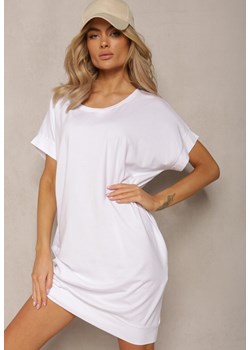 Biała  T-shirtowa Sukienka Pudełkowa z Elastycznej Bawełny Ellensa ze sklepu Renee odzież w kategorii Sukienki - zdjęcie 169645507