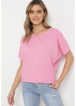Jasnoróżowy T-shirt Oversize z Okrągłym Dekoltem Forsitia ze sklepu Born2be Odzież w kategorii Bluzki damskie - zdjęcie 169646206