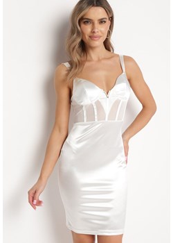 Biała Sukienka Bieliźniana Havaa ze sklepu Born2be Odzież w kategorii Sukienki - zdjęcie 169646326