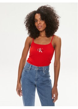 Calvin Klein Jeans Top Monologo J20J223105 Czerwony Slim Fit ze sklepu MODIVO w kategorii Bluzki damskie - zdjęcie 169647485