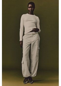 H & M - Top z dzianiny w prążki - Biały ze sklepu H&M w kategorii Bluzki damskie - zdjęcie 169648259