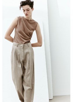 H & M - Drapowany top bez rękawów - Brązowy ze sklepu H&M w kategorii Bluzki damskie - zdjęcie 169648518