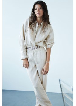 H & M - Piżama ze spranego lnu - Beżowy ze sklepu H&M w kategorii Piżamy damskie - zdjęcie 169648609