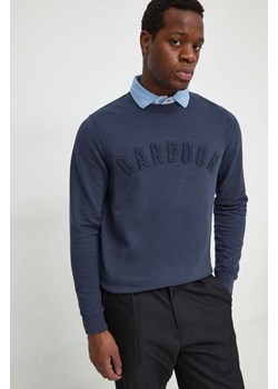Barbour bluza bawełniana męska kolor granatowy z aplikacją ze sklepu ANSWEAR.com w kategorii Bluzy męskie - zdjęcie 169649728