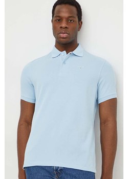 Barbour polo bawełniane kolor niebieski gładki ze sklepu ANSWEAR.com w kategorii T-shirty męskie - zdjęcie 169650028