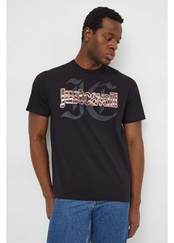 Just Cavalli t-shirt bawełniany męski kolor czarny z nadrukiem ze sklepu ANSWEAR.com w kategorii T-shirty męskie - zdjęcie 169650627