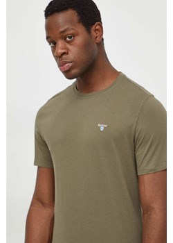 Barbour t-shirt bawełniany męski kolor zielony gładki MTS0670 ze sklepu ANSWEAR.com w kategorii T-shirty męskie - zdjęcie 169650656