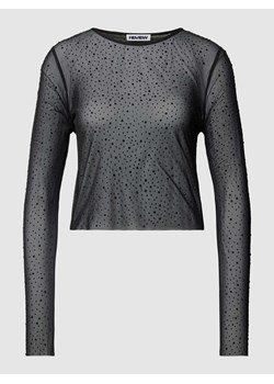 Bluzka z długim rękawem z siateczki z obszyciem kamieniami stras ze sklepu Peek&Cloppenburg  w kategorii Bluzki damskie - zdjęcie 169652039