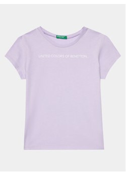 United Colors Of Benetton T-Shirt 3096C10H9 Fioletowy Regular Fit ze sklepu MODIVO w kategorii Bluzki dziewczęce - zdjęcie 169657909