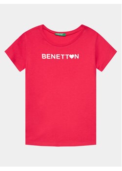 United Colors Of Benetton T-Shirt 3096C10H9 Różowy Regular Fit ze sklepu MODIVO w kategorii Bluzki dziewczęce - zdjęcie 169657988