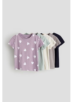 H & M - Bawełniany T-shirt 5-pak - Fioletowy ze sklepu H&M w kategorii Bluzki dziewczęce - zdjęcie 169674797