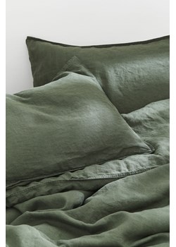 H & M - Komplet lnianej pościeli podwójnej - Zielony ze sklepu H&M w kategorii Pościele - zdjęcie 169674897