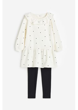 H & M - Komplet 2-częściowy z sukienką i legginsami - Beżowy ze sklepu H&M w kategorii Komplety dziewczęce - zdjęcie 169675219