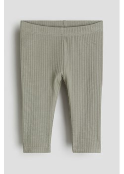 H & M - Bawełniane legginsy w prążki - Zielony ze sklepu H&M w kategorii Legginsy niemowlęce - zdjęcie 169675648