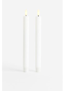H & M - Świece w paski LED 2-pak - Biały ze sklepu H&M w kategorii Świece i dyfuzory - zdjęcie 169675688