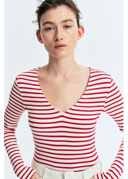 H & M - Body z dekoltem w serek - Czerwony ze sklepu H&M w kategorii Bluzki damskie - zdjęcie 169675839