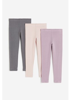 H & M - Dżersejowe legginsy 3-pak - Fioletowy ze sklepu H&M w kategorii Spodnie dziewczęce - zdjęcie 169676175