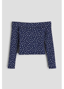 H & M - Prążkowany top z odkrytymi ramionami - Niebieski ze sklepu H&M w kategorii Bluzki dziewczęce - zdjęcie 169676219