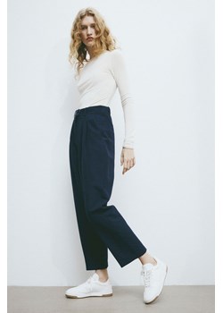 H & M - Zwężane spodnie z domieszką lnu - Niebieski ze sklepu H&M w kategorii Spodnie damskie - zdjęcie 169676257