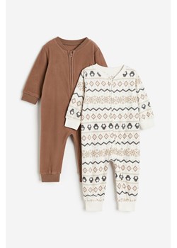 H & M - Polarowa piżama jednoczęściowa z suwakiem 2-pak - Beżowy ze sklepu H&M w kategorii Pajacyki - zdjęcie 169676695