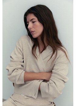 H & M - Kardigan w drobny splot - Beżowy ze sklepu H&M w kategorii Swetry damskie - zdjęcie 169676815