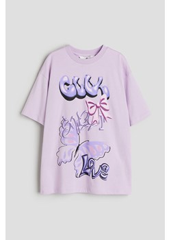 H & M - T-shirt oversize z nadrukiem - Fioletowy ze sklepu H&M w kategorii Bluzki dziewczęce - zdjęcie 169676848