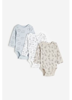 H & M - Body z długim rękawem 3-pak - Biały ze sklepu H&M w kategorii Odzież dla niemowląt - zdjęcie 169676888