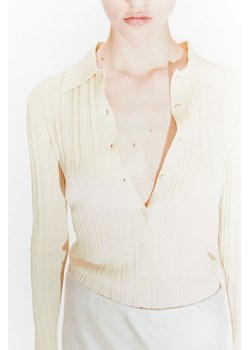 H & M - Top z dzianiny w prążki - Beżowy ze sklepu H&M w kategorii Bluzki damskie - zdjęcie 169676908