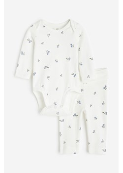 H & M - Komplet z bawełnianego dżerseju 2-częściowy - Biały ze sklepu H&M w kategorii Komplety niemowlęce - zdjęcie 169677047