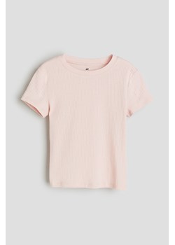 H & M - Top z bawełnianego dżerseju w prążki - Różowy ze sklepu H&M w kategorii Bluzki dziewczęce - zdjęcie 169677106