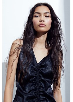 H & M - Satynowy top z marszczeniem - Czarny ze sklepu H&M w kategorii Bluzki damskie - zdjęcie 169677196