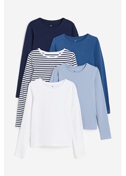 H & M - Dżersejowy top 5-pak - Niebieski ze sklepu H&M w kategorii Bluzki dziewczęce - zdjęcie 169677236