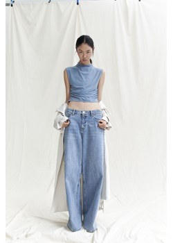 H & M - Krótki top z półgolfem - Niebieski ze sklepu H&M w kategorii Bluzki damskie - zdjęcie 169677338