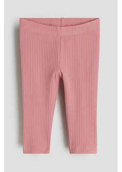 H & M - Bawełniane legginsy w prążki - Różowy ze sklepu H&M w kategorii Legginsy niemowlęce - zdjęcie 169677459