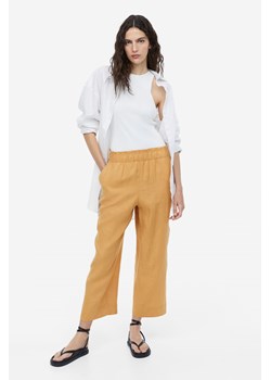 H & M - Lniane spodnie do kostki - Żółty ze sklepu H&M w kategorii Spodnie damskie - zdjęcie 169677528