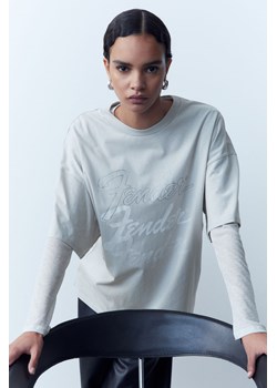 H & M - T-shirt oversize z nadrukiem - Szary ze sklepu H&M w kategorii Bluzki damskie - zdjęcie 169677607