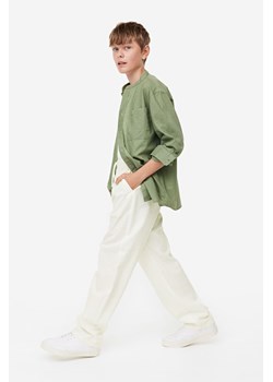 H & M - Spodnie z domieszką lnu Loose Fit - Biały ze sklepu H&M w kategorii Spodnie chłopięce - zdjęcie 169677885