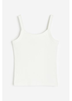 H & M - Prążkowany top na ramiączkach - Biały ze sklepu H&M w kategorii Bluzki dziewczęce - zdjęcie 169677939