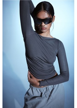 H & M - Marszczony top dżersejowy - Szary ze sklepu H&M w kategorii Bluzki damskie - zdjęcie 169677986