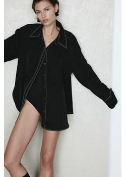 H & M - Koszula z kontrastowymi szwami - Czarny ze sklepu H&M w kategorii Koszule damskie - zdjęcie 169678097