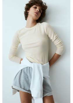 H & M - Prześwitujący top w prążki - Beżowy ze sklepu H&M w kategorii Bluzki damskie - zdjęcie 169678296