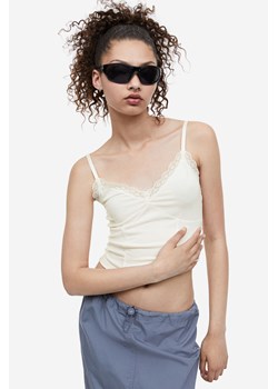 H & M - Top na ramiączkach zdobiony koronką - Biały ze sklepu H&M w kategorii Bluzki damskie - zdjęcie 169678478