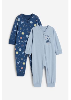 H & M - Bawełniana piżama we wzory 2-pak - Niebieski ze sklepu H&M w kategorii Pajacyki - zdjęcie 169678568
